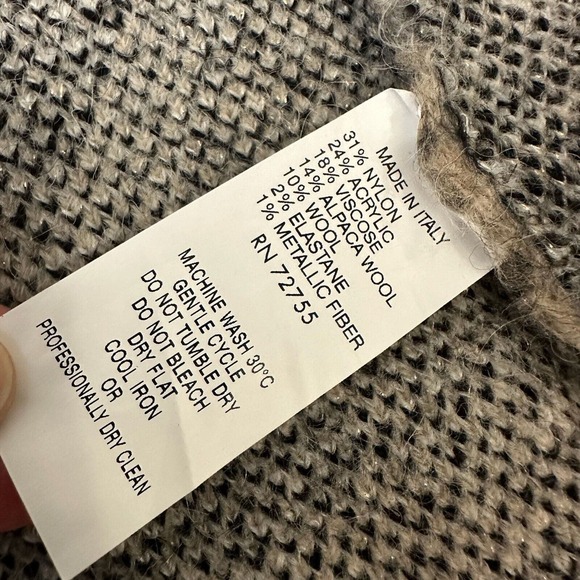 NWOT ORIANA Wool Blend Knit Sweater Coat Multi Geometric Print ITALY MADE - Picture 9 of 12